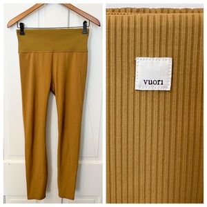 Vuori Mustard Yellow Rib Knit Studio Leggings